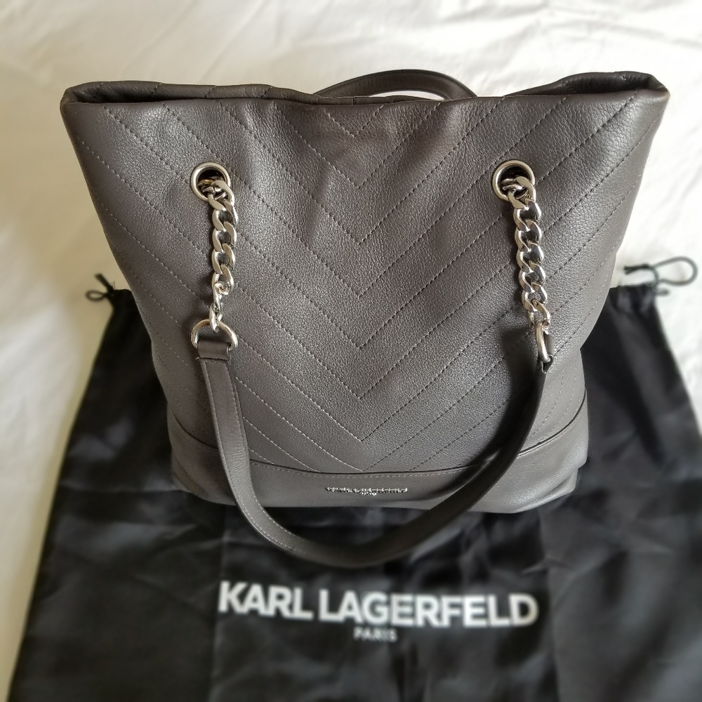 Karl Lagerfeld Grey Leather Handbag